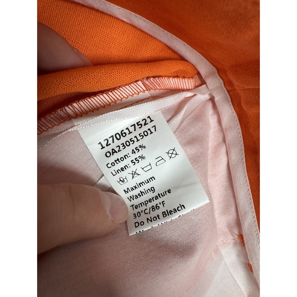 Commense Pleated Wide Leg Flare Linen Cotton Pants Orange - XL - 32x29 - Read - Picture 10 of 15
